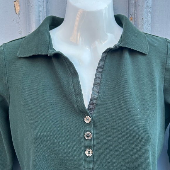 Burberry Green 3/4 Sleeve Polo, size M (fits small), - Picture 3 of 10